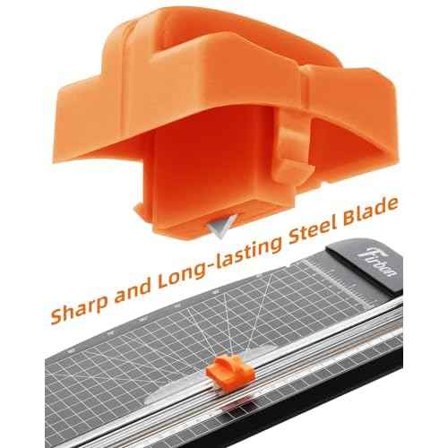 Firbon 2Pcs Refill Blades for A4 A5 Paper Cutter, Spring-Loaded Safeguard Design Replacement Blade for Paper Trimmers (Orange)