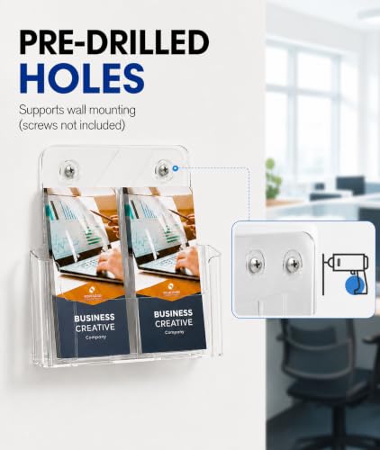 KTRIO Acrylic Brochure Holder 8.5 x 11 Inches, Clear Display Stand, 2 Pack