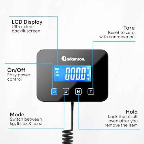 Shipping Scale for Small Business - 440 lbs/0.35oz - High Accurate Digital Postal Scale with Hold/Tare Function - Perfect for Packages, Luggage, Home Use - Battery & Cable Included