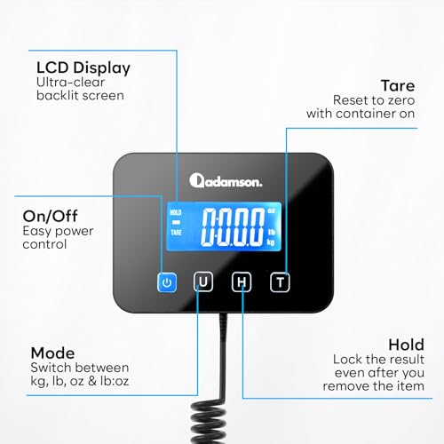 Digital Parcel Scale 200kg/440lbs with Tare Hold Function for Shipping & Office