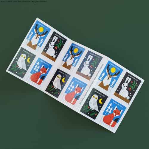 Winter Woodland Animals (Booklet of 20) Forever Postage Stamps (a Deer, Fox, Rabbit, and Owl) 2023 Scott #5822-5825