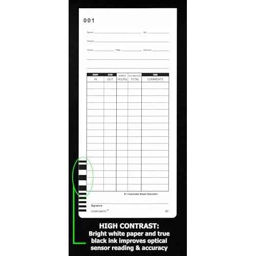 1000 Lathem 7000E 7500E Time Clock Cards, E7 Compatible