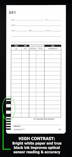 1000 Compatible Lathem 7000E & 7500E Time Cards, Barcoded, Double-Sided, 3.375 x 7.3125 Inches
