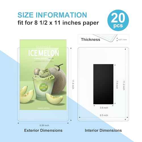 Magnetic Sign Holder, 8 1/2¡±¡¿11¡± 20 Pack, Rigid Magnetic Document Holders Can be Used as Magnetic Picture Frame for Locker/Refrigerator, Ideal for Office,School,Home Children Artwor and Business etc