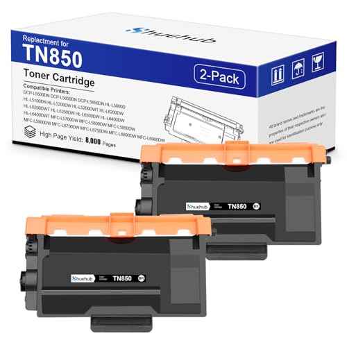 TN850 High-Yield Black Toner Cartridge Twin Pack Replactment for Brother TN-850 TN850 Toner for HL-L5200DW HL-L6200DW MFC-L5700DW MFC-L5800DW MFC-L5850DW MFC-L5900DW MFC-L6800DW Printer
