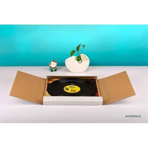 Vinyl Record Mailers, 12.8"L x 12.8"W x 1"D Corrugated Cardboard Album Shipping Boxes for Mailing Packaging Moving Storage, with Fragile Stickers, White, 15 Pack