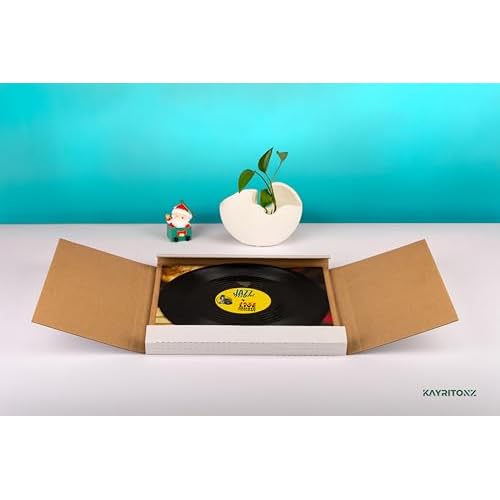 LP Mailers, 12.8"L x 12.8"W x 1"D Corrugated Vinyl Records Shipping Boxes for Mailing Packaging Moving Storage, with Fragile Stickers, White, 25 Pack