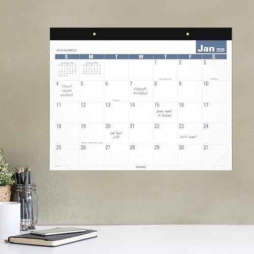 AT-A-GLANCE 2026 Desk Calendar, Monthly, Desk Pad, 21.75" x 17", Standard, Easy to Read (SKLP243226)