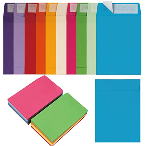 Topeen 100 Pack Colorful Self-Adhesive Seed Envelopes 3 1/4 x 4 1/2 Inches