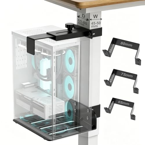 CoJewe Under Desk Computer Mount - Fits 3 Rectangular Desk Leg Sizes, Black