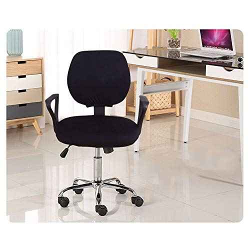 TOPINCN Office Computer Chair Covers, Split Stretchable Seat Cover Universal Split Rotating Swivel Chair Slipcover Protector 2 Piece, Office Chair Backrest Cover Rotating Chair Seat Cover (Black)