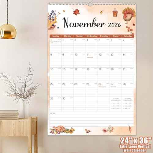 GuassLee Extra Large Wall Calendar 2026, 36"x24" Jumbo Wall Hanging Planner 18 Months from Jan. 2026 through Jun. 2027 with Watercolor Design and Thick Paper for Office School Home Teacher Academic