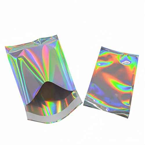 PABCK 100 Pack 2.95x3.94+1.18 inch Holographic Metallic Poly Mailers Self Sealing Packaging Aluminum Foil Glitter Bags Shipping Envelopes Mailing Storage Pouches for Shipping Packaging