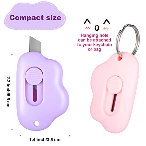 Mini Cloud Box Cutter - Retractable Utility Knife, Pack of 6, Portable & Durable