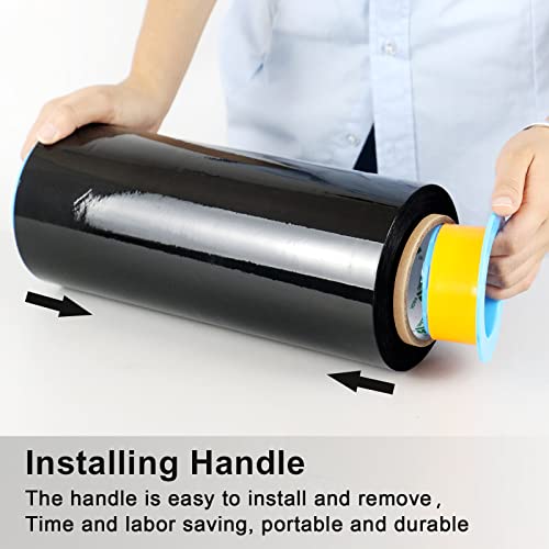 BOMEI PACK Black Stretch Wrap Industrial Strength with Plastic Handle