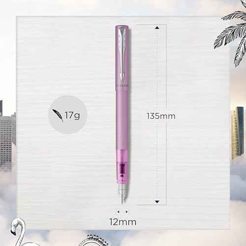 PARKER Vector XL Fountain Pen | Metallic Lilac Lacquer on Brass | Medium Nib with Blue Ink Refill | Gift Box