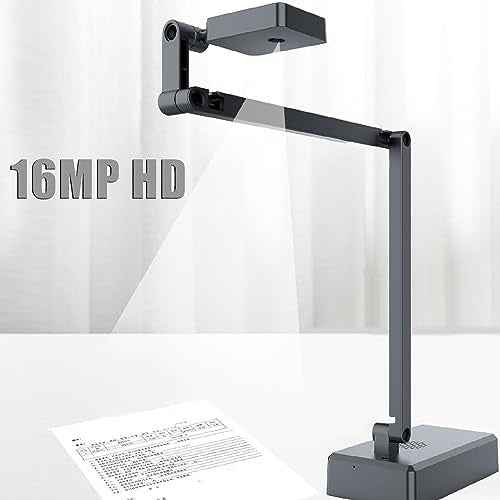 USB Document Camera, 4K 16MP Document Webcam Adjustable Angle USB Doc Camera for Teachers, Classroom, Live Demo, Web Conferencing, Distance Learning, Remote Teaching