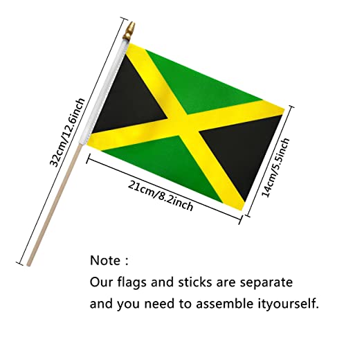 Caribbean Flags on 8.2x5.5 Inch Wooden Stick - 20 Pack, Vivid Caribbean Party Decorations