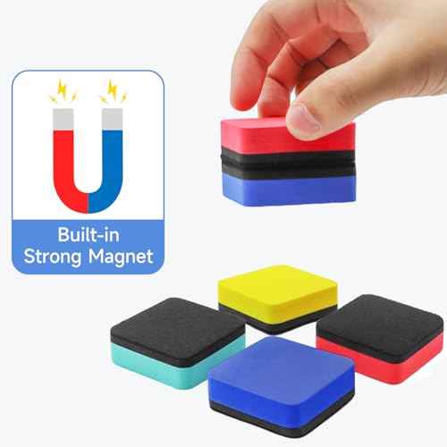 24 Pack Square Magnetic Whiteboard Erasers, Mini Dry Erase Board Erasers for Kids and Students, 8 Color