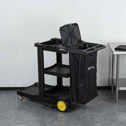 Restaurantware-Janitor CART Bag ONLY: Clean Tek Professional 16.93 x 10.63 x 29.53 Inch Janitorial Bag, 1 Heavy-Duty Receptacle - Janitor Cart Sold Separately, Durable, Black Plastic Replacement