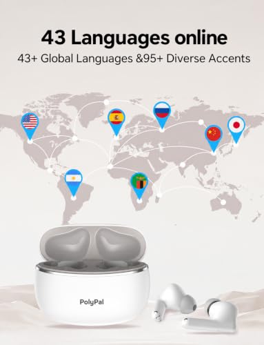 Timekettle Polypal P1 AI Translation Earbuds - Real-Time Language Translator, 43 Languages, Bluetooth, Noise Cancellation
