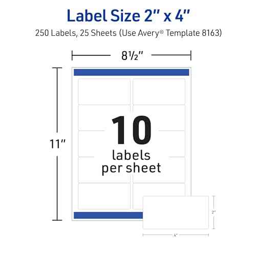 Avery Printable Shipping Labels with Sure Feed, 2" x 4" Customizable Stickers, White, 250 Blank Mailing Labels, Great for Mailing, Shipping, and More (8163)