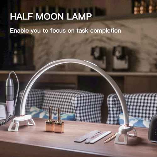 Half Moon Light for Nail Desk£¬24 inch Half Moon Lamp£¬Portable Ring Light for Eyelash Extensions£¬Suitable for Nail Beauty Crafts Sculpture£¬Brightness Adjustable