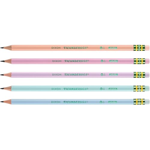 Ticonderoga Pre-Sharpened #2 HB Pastel Colored Pencils 10 Count - Soft Lead