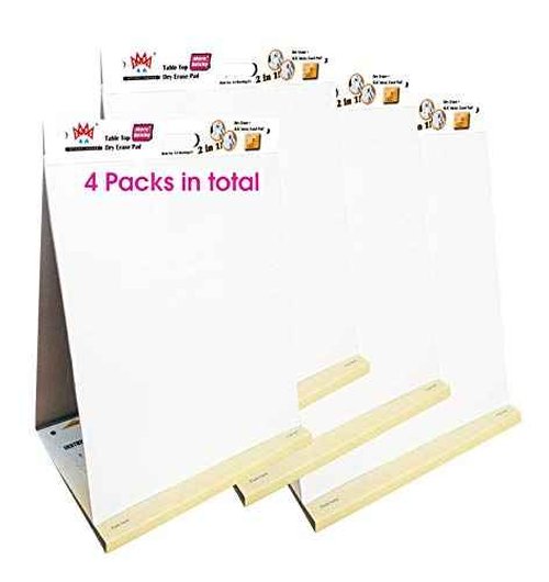 4A 2-in-1 Super Sticky Portable Tabletop Easel Pad+Dry Erase Panel, 20 x 23 in, Anchor Chart Paper Flip Chart Paper for Virtual Teachers, Meeting, 25 Sheets/Pad, 4 Pads, Built-in Stand, White