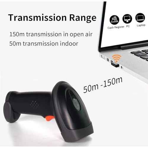 Barcode Scanner Wireless, Handheld Bar Code Scanner Versatile 2-in-1 (2.4Ghz Cordless & USB Wired) Book Scanner for Personal Library, Warehouse Inventory, Clothing Shops and More