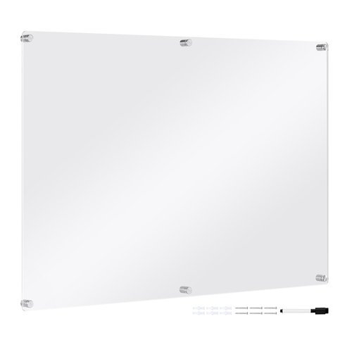 Navaris Acrylic Dry Erase Board - 60 x 90 cm - Clear Memo Board for Wall - Floating Transparent Wipe Board - Wall Mounted Landscape or Portrait - Large