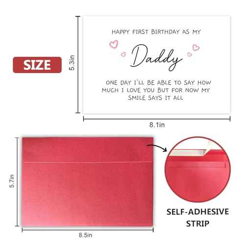 Funny 1st Daddy Birthday Card for Him, Poem New Dad Birthday Greeting Card, Happy First Birthday as A Dad Card, Cute Bday Gift from Baby Daughter Son