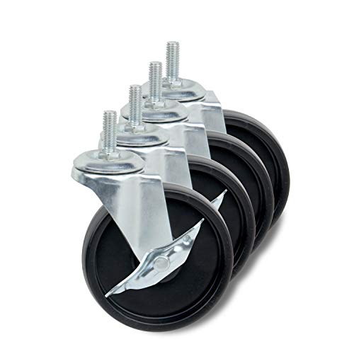 Honey-Can-Do 4" Swivel Caster Wheels Set of 4, Heavy Duty for Wire Shelving