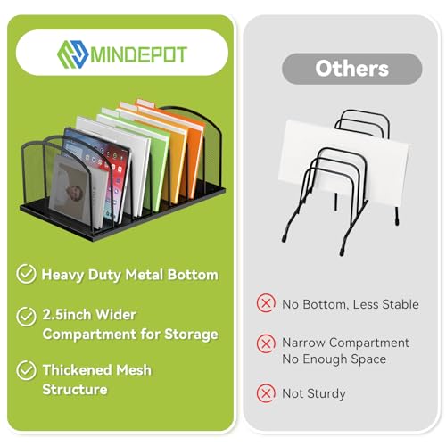 MINDEPOT Black 7-Section Mesh Desk File Organizer - 1 Pack