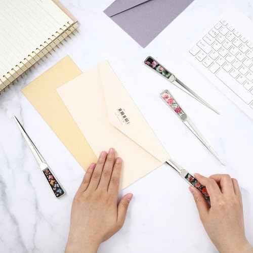 Chuangdi 4 Pieces Letter Opener Knife Stainless Steel Envelope Openers Lightweight Mail Opener Tool Slitters Letter Knives for Office Home School Supplies (Vintage Style)