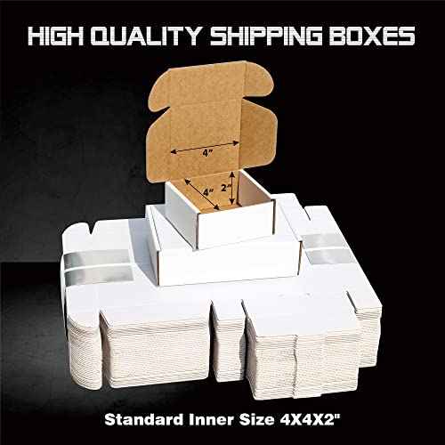 100 Pack 4x4x2 Small White Shipping Boxes - Corrugated Cardboard Mailer for Packaging, Mailing, Moving, Gifts - Eco-Friendly and Recyclable - Manufacturer Direct