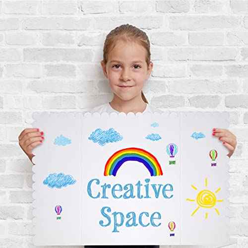 36 Pcs 24 x 36 Inch Trifold Poster Display Boards White for Science Fair Presentation Projects Photo Exhibition Display Tri fold Board Foldable Paperboard for School Supplies Bulk Business