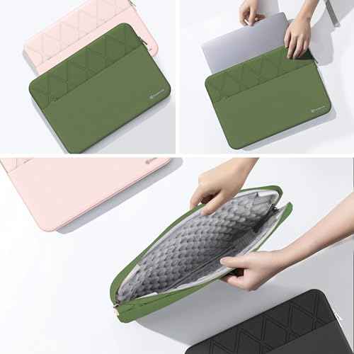 Smatree Laptop Sleeve for 14 inch LG gram Style 14 OLED, for 14 inch LG gram 14 or 2-in-1, Protective Laptop Case with Accessory Pocket, YKK Zipper, Patented Super Corner Design, Green (E413G)