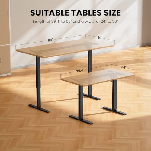 Black ErGear Electric Standing Desk Legs for 39.4-63.3 inch Desktops, 176 lbs Capacity