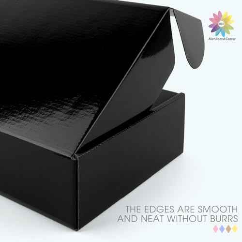 Mat Board Center, 10x8x3 Shipping Black Box, Waterproof Mailer Sturdy Box for Small Business Mailing, T-shirt, Candle Gift, 26 Pack