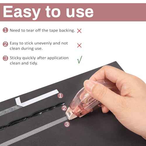 6 Pack Glue Tape, Double Sided Tape Roll for Crafts, Sticky Scrapbook Tape Runner, Scrapbooking Supplies for Crafting Photo Album Cards Journal School Office Gift Wrapping - 0.24IN x 20FT