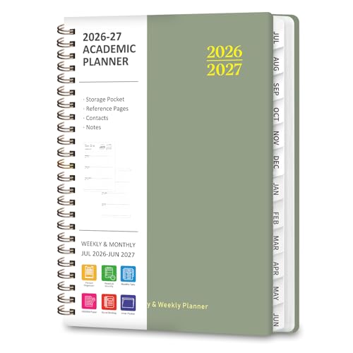 Valome 2026-2027 Academic Planner Jul 2026-Jun 2027, 6.3x8.5 inch Green Weekly & Monthly Organizer