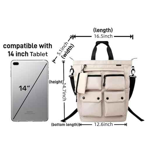 NOBLEMAN Convertible Black Laptop Backpack Purse for Women Travel Work, 3 In 1 Tote Backpack Convertible Bag Daypack for Work, Daily, Travel