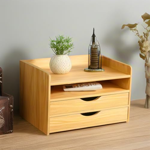 3-Tier Desk Organizer Desktop Drawer Tabletop Storage Organization Box for Office Home Study Workstation Vanity Letter Tray Sorter Desk Storage Rack Document Holder