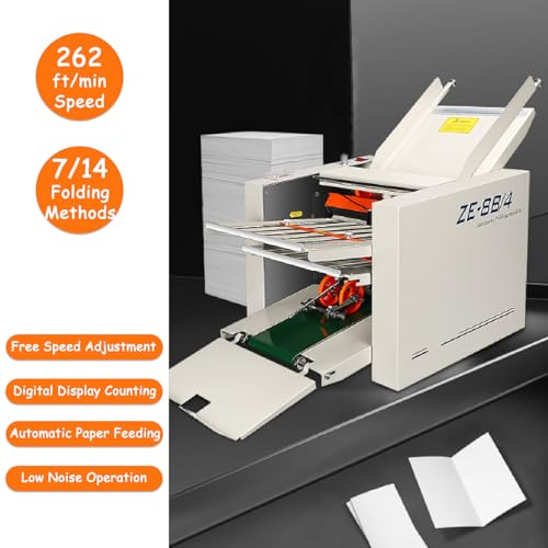 Banfluxion Digital Paper Folding Machine 110V - Automatic Desktop Document Folder with 4 Trays, Adjustable Speed, Manual & Auto Feed