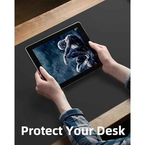 Leather Desk Pad Protector,Mouse Pad,Office Desk Mat, Non-Slip PU Leather Desk Blotter,Large Desk mat,Waterproof Keyboard mat for Office/Home/Decor (Black,48" x 24")