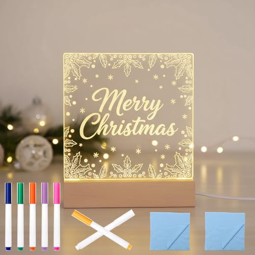 Warm LED Acrylic Dry Erase Board 5.9x5.9 Inch for Office & Home Notes