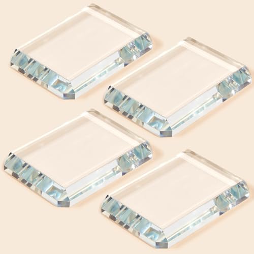Seajan 4 Pack Clear Glass Rectangular Paperweights for Home & Office Decor