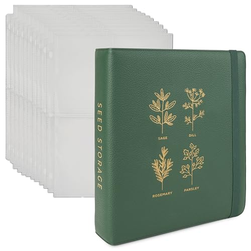Seed Storage Organizer Binder - Seed Packet Organizer with 50 Pack Sheet Protectors That Stores 200 Seed Envelopes. Seed Storage Binder Delivering Complete Seed Saving Kit for Every Garden Lover.