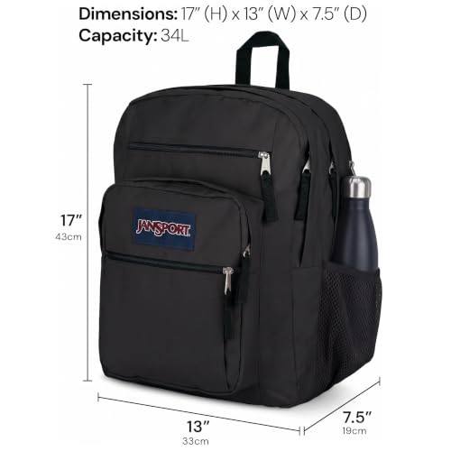 JanSport Black Laptop Backpack - 15-Inch Computer Bag with 2 Compartments, Ergonomic Shoulder Straps & Haul Handle - One Size